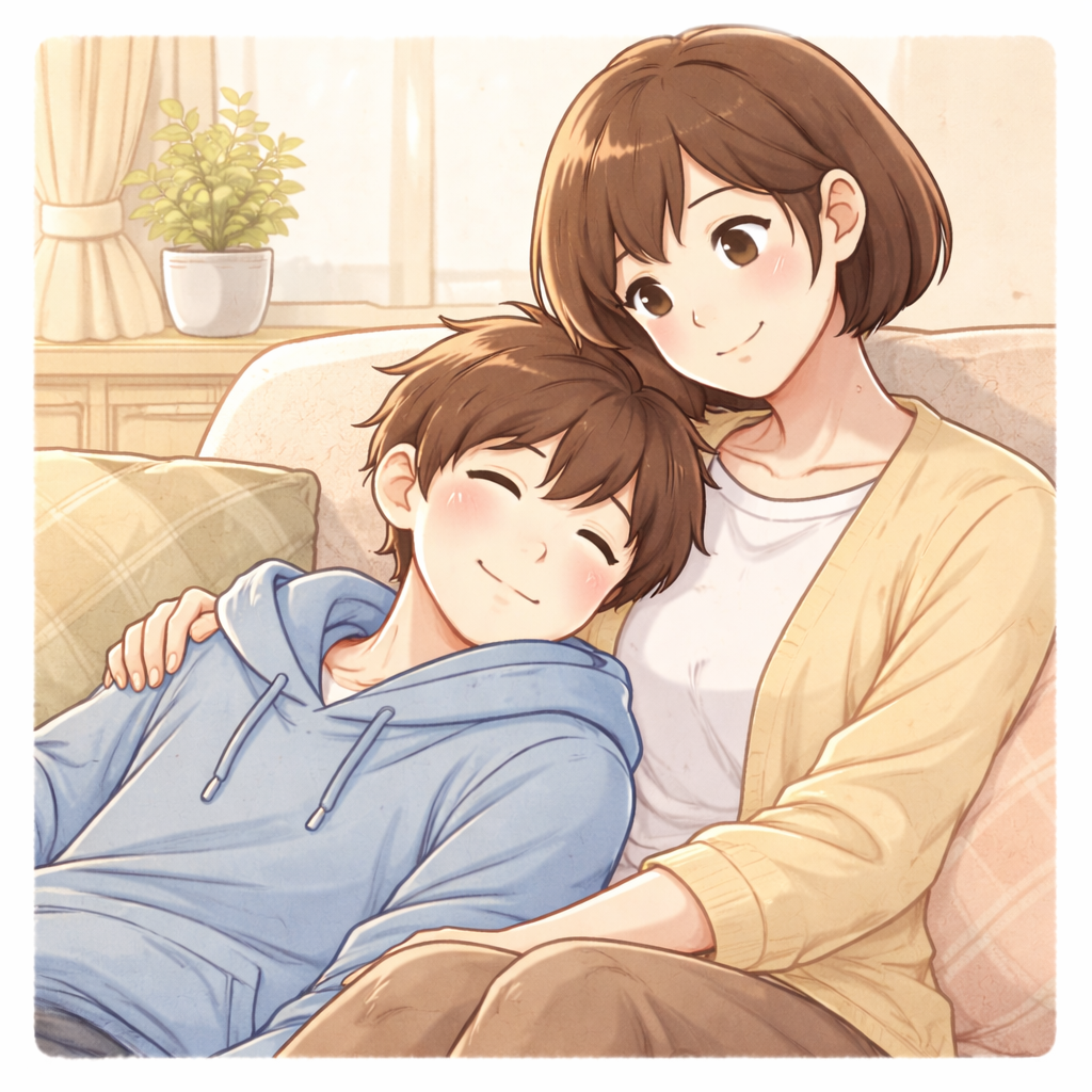 次男が帰宅して甘えてくる