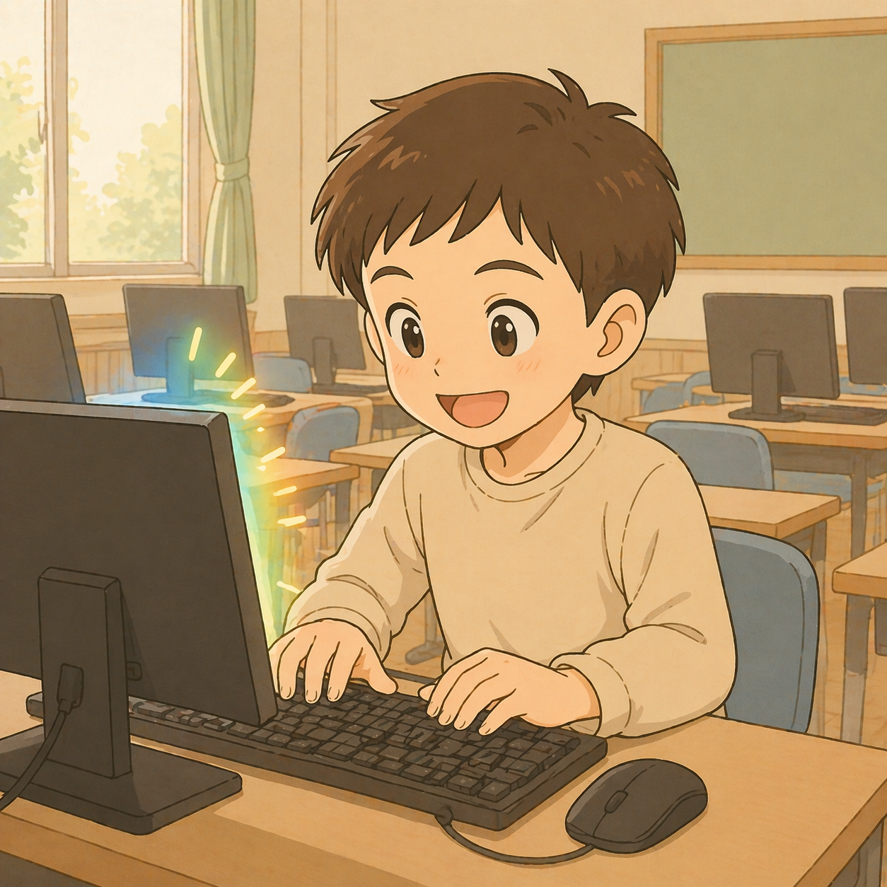 パソコン教室で学ぶ子ども