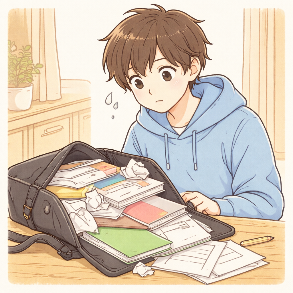 プリントがぐちゃぐちゃになった次男