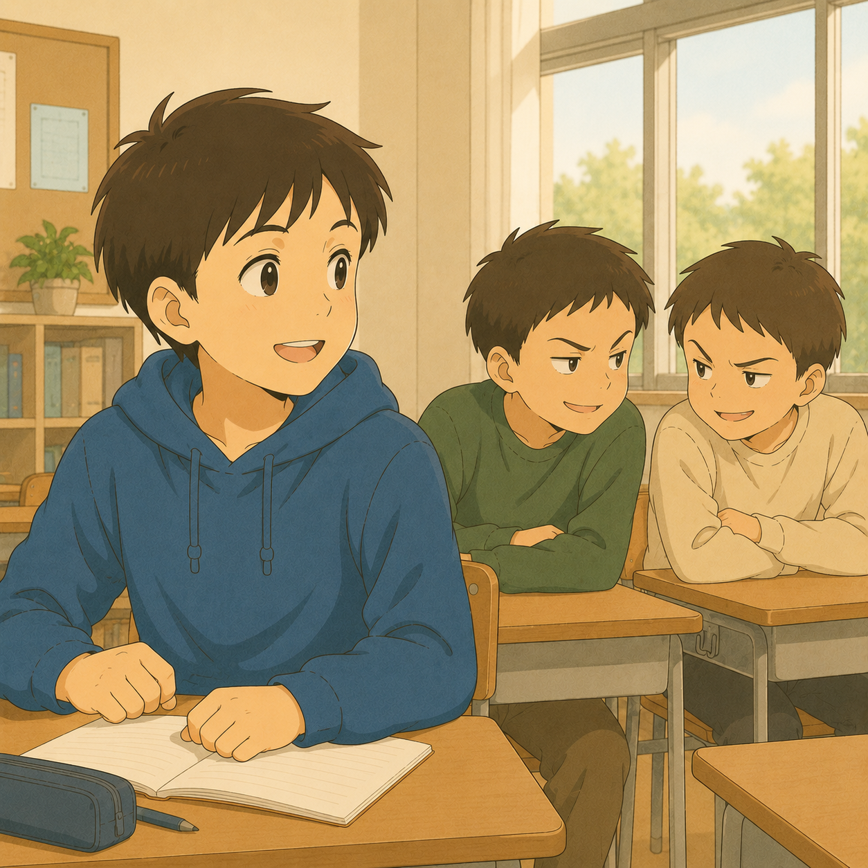 次男・教室・友達と笑顔