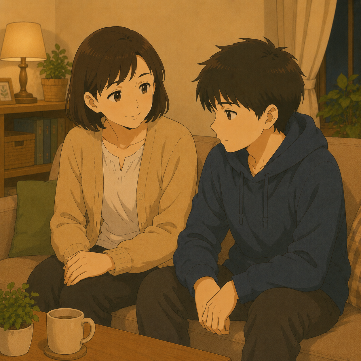 穏やかに話せるようになった場面のイラスト