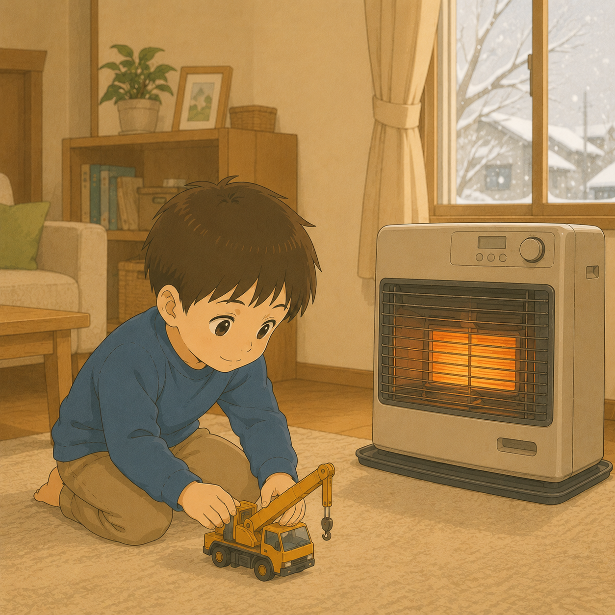 次男・ヒーターの前