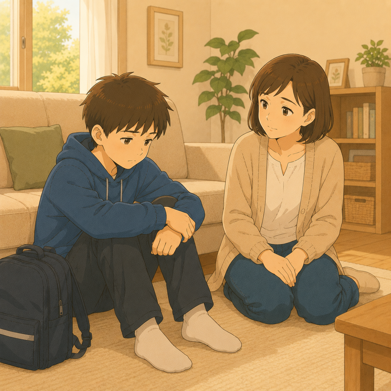 中学で不登校になりかけた息子と母
