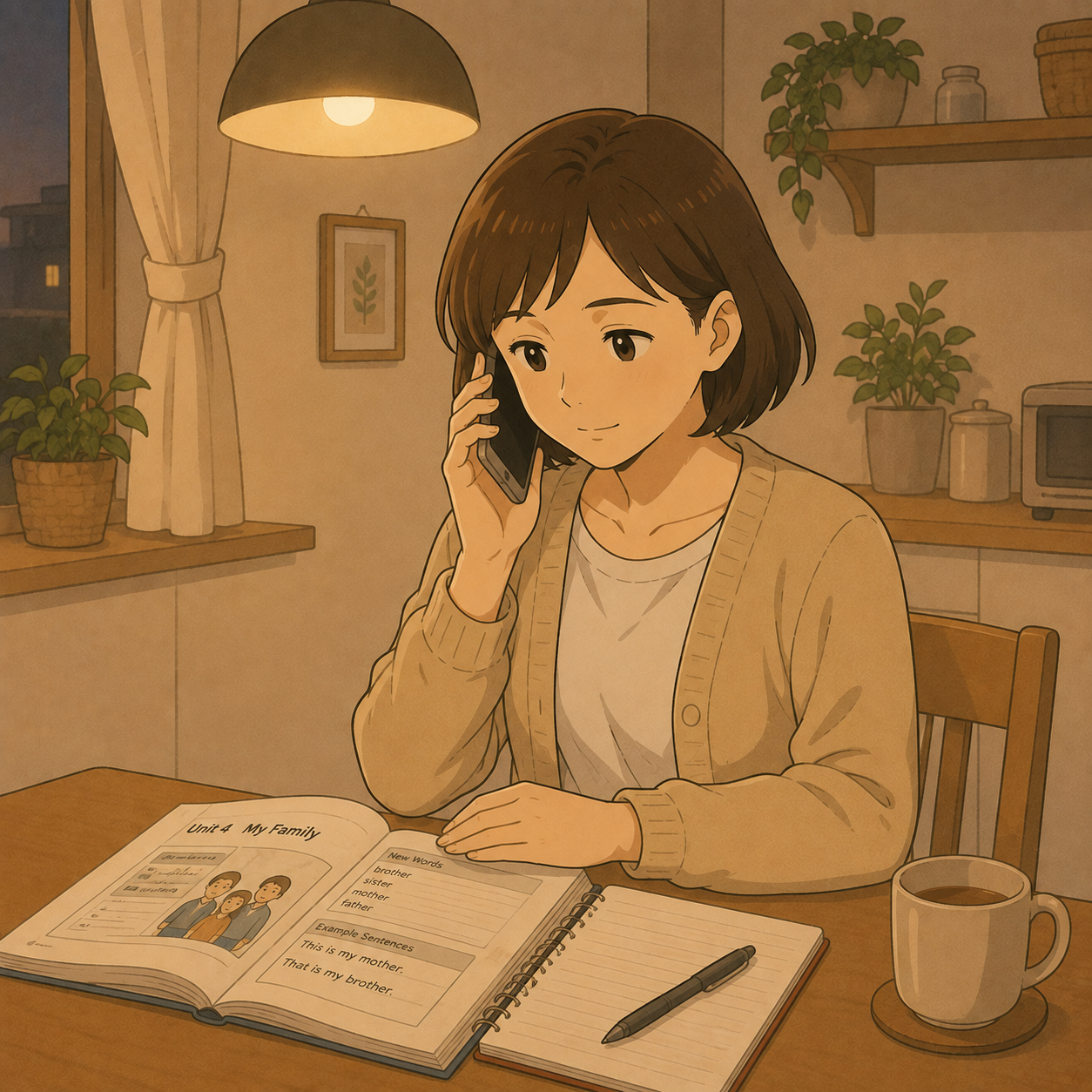 電話で休会を申し出る母